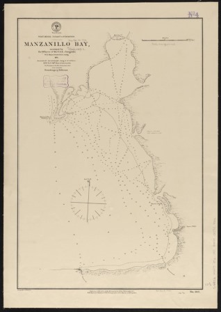 Mapa de la Bahia de Manzanillo del ano 1874. Dicho mapa se encuentra en el Centro de mapas Norman B. Leventhal de la Biblioteca Publica de Boston