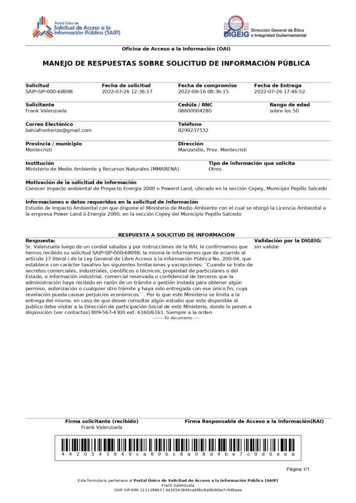 RESPUESTA NEGANDO ENTREGA ESTUDIO IMPACTO AMBIENTAL page 0001