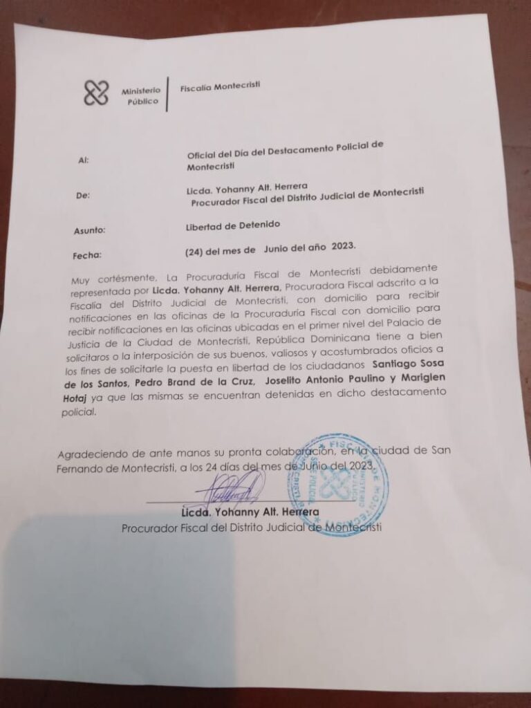 Fiscal ordena libertad