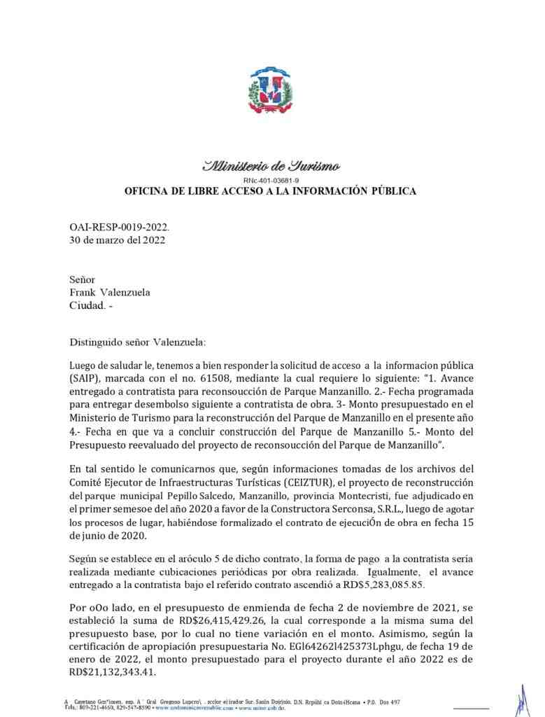 CARTA ENVIADA A FRANK VALENZUELA